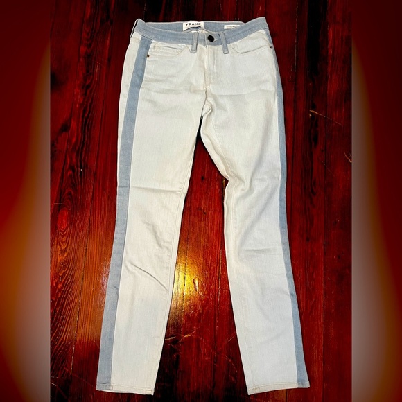 FRAME DENIM Color Block Jeans Le Skinny De Jeanne Light Wash Denim - Picture 1 of 8